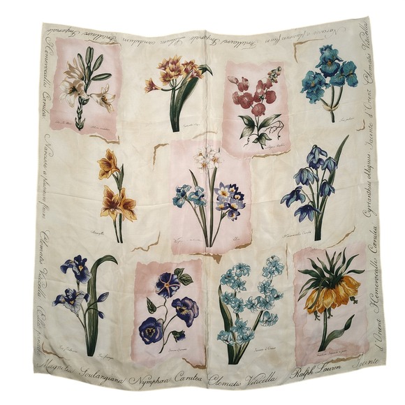 Ralph Lauren Accessories - Ralph Lauren Scarf Womens OS 100% Silk Botanical Floral Cream Good